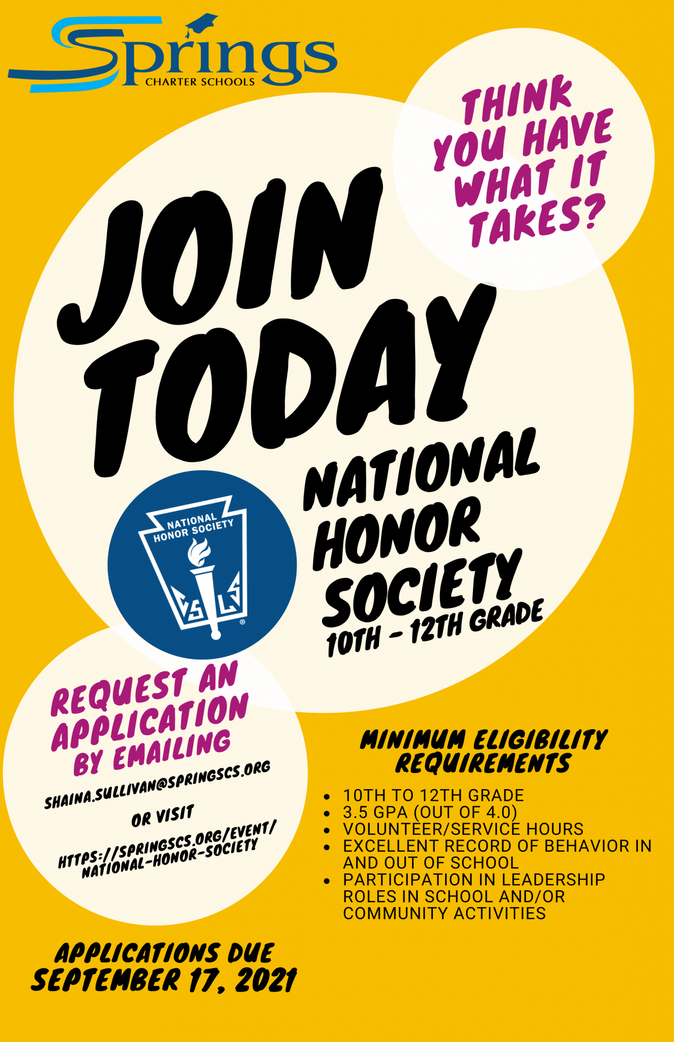 National Honor Society Springs Charter Schools