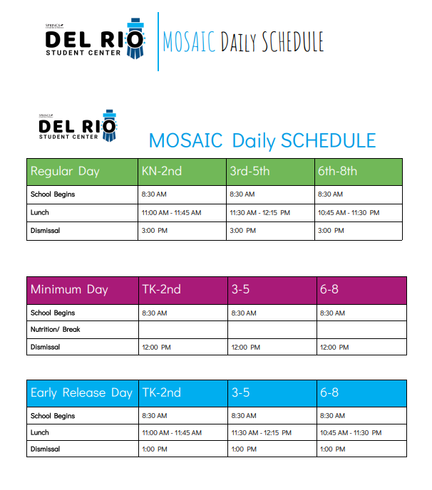 Del Rio Schedule