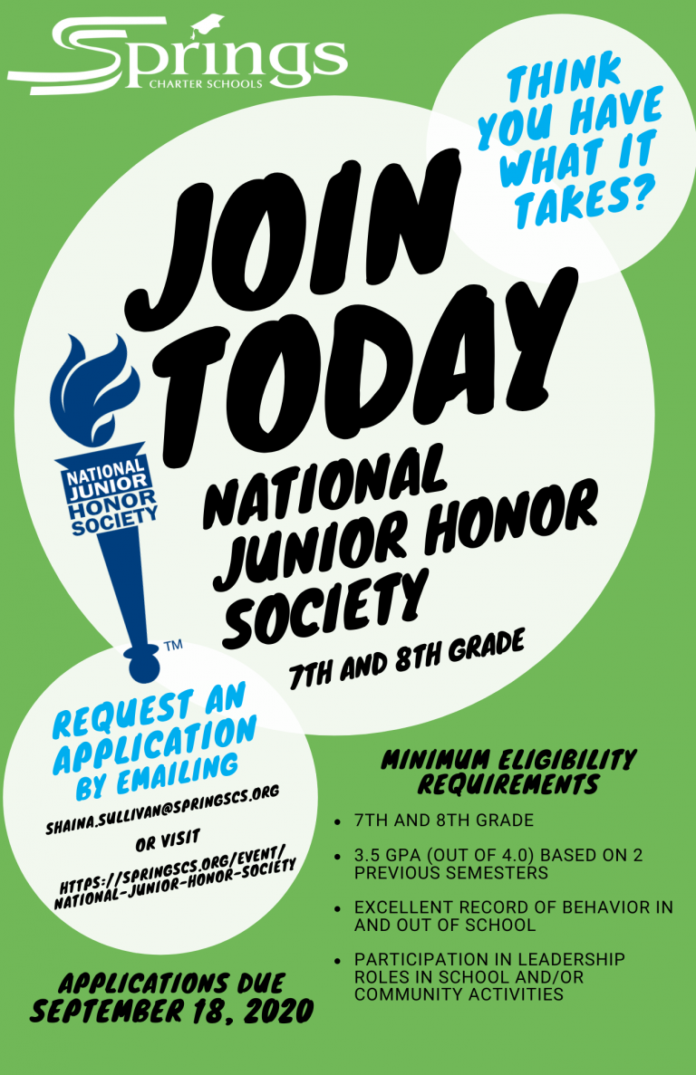 NJHS Recruitment Flyer 2020 - Springs Charter Schools