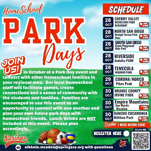 Park Spring Day Homeschool Park Days Regional Events - Springs Charter Schools