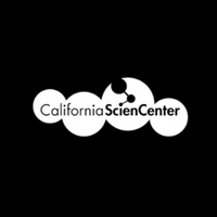 California Science Center in black text inside a linear series of white circles on a black background
