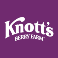 Knott's Berry Farm Logo white curved text on deep purple background