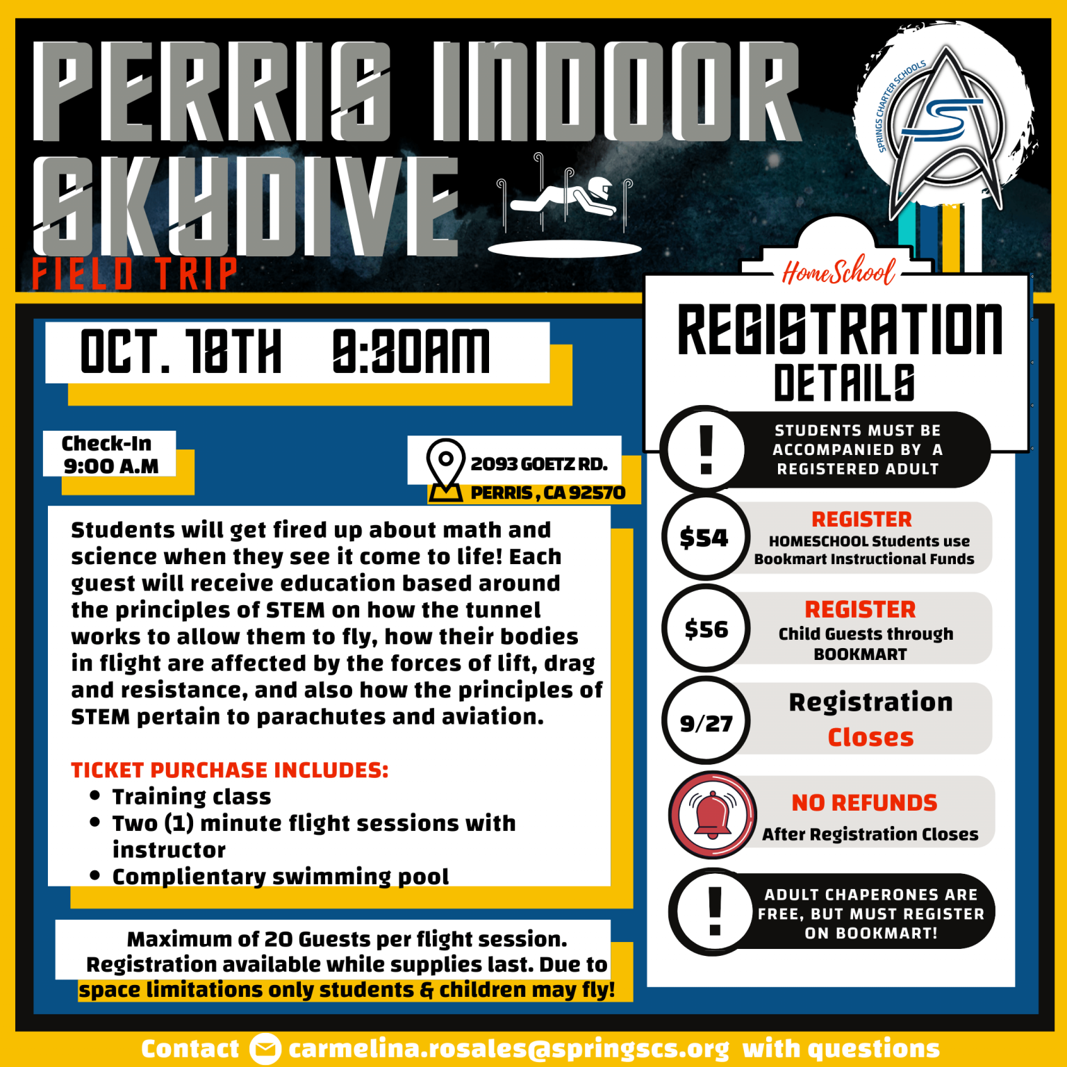 SKYDIVE PERRIS FIELD TRIP 930am