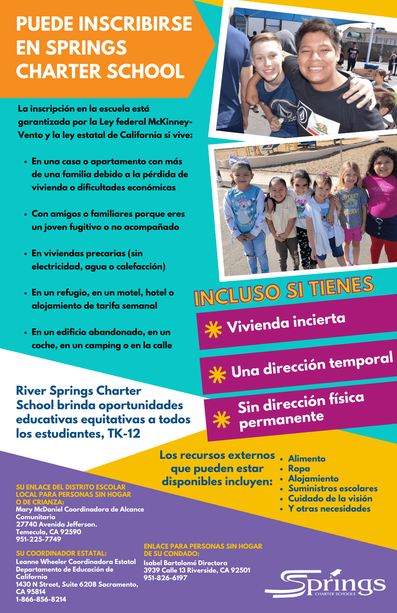 Homeless Youth Springs Charter Schools